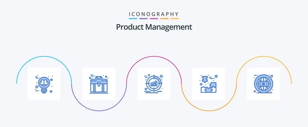 Product Management Blue Icon Pack Including Piece Customer Target Cube — Stockový vektor