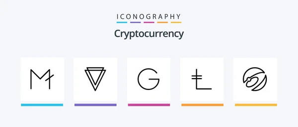 Cryptocurrency Line Icon Pack Including Coin Crypto Currency Block Net — Stock Vector