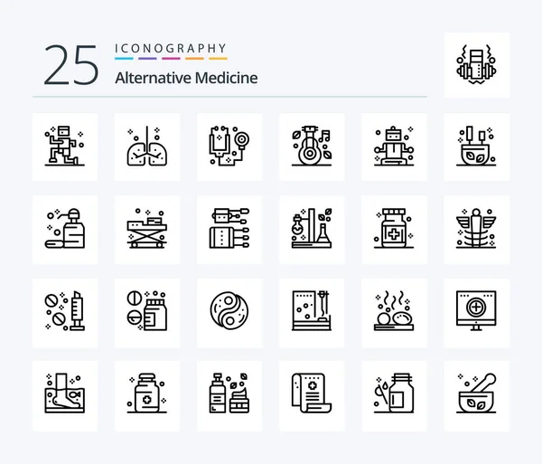 Alternative Medicine Line Icon Pack Including Meditation Medicine Doctor Medical — Stockový vektor