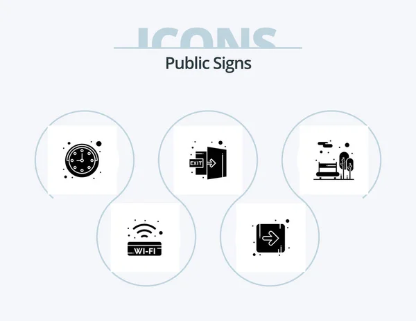 Public Signs Glyph Icon Pack Icon Design Public City Park — Stock vektor