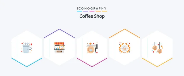 Coffee Shop Flat Icon Pack Including Sign Coffee Shop Barista — Vettoriale Stock