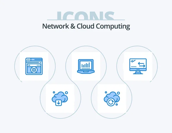 Network Cloud Computing Blue Icon Pack Icon Design Technology Connection — 图库矢量图片