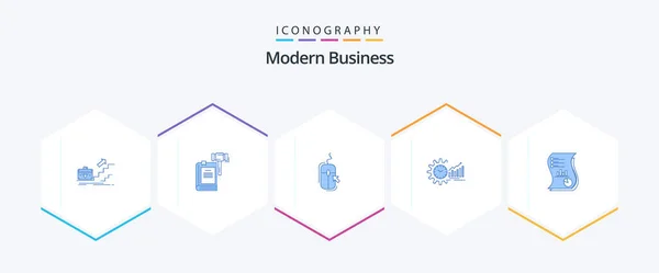 Modern Business Blue Icon Pack Including Online Click Action Mouse — Image vectorielle