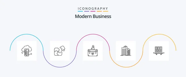 Modern Business Line Icon Pack Including Documents Business Business Briefcase — Stok Vektör