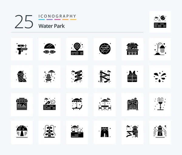 Water Park Solid Glyph Icon Pack Including Water Water Water — Stockvector