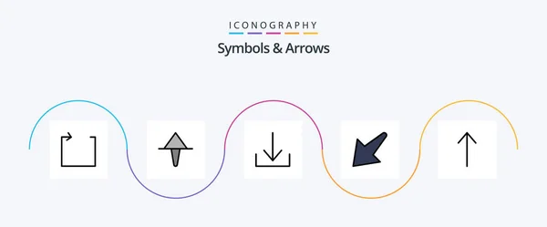 Symbols Arrows Line Filled Flat Icon Pack Including Arrow — Archivo Imágenes Vectoriales