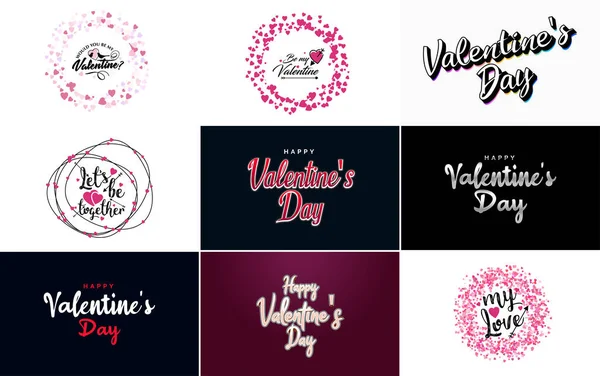 Happy Valentine Day Hand Drawn Lettering Vector Illustration Suitable Use — Stock vektor