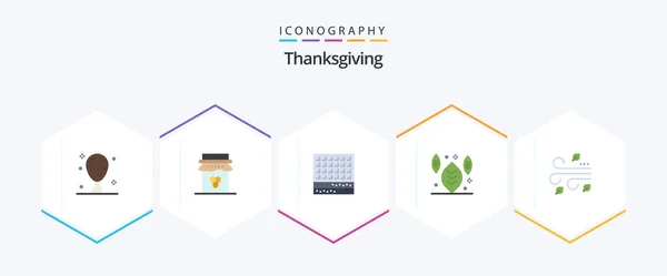 Thanksgiving Flat Icon Pack Including Thanksgiving Autumn Sweet Waffle Sweet — 图库矢量图片
