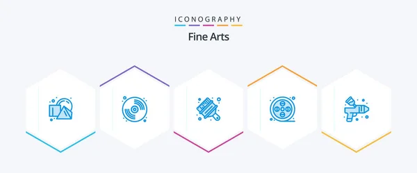 Fine Arts Blue Icon Pack Including Color Paint Art Arts — Wektor stockowy