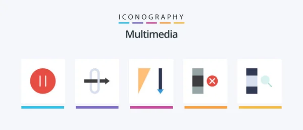 Multimedia Flat Icon Pack Including Sorting Search Column Creative Icons — Stockvector