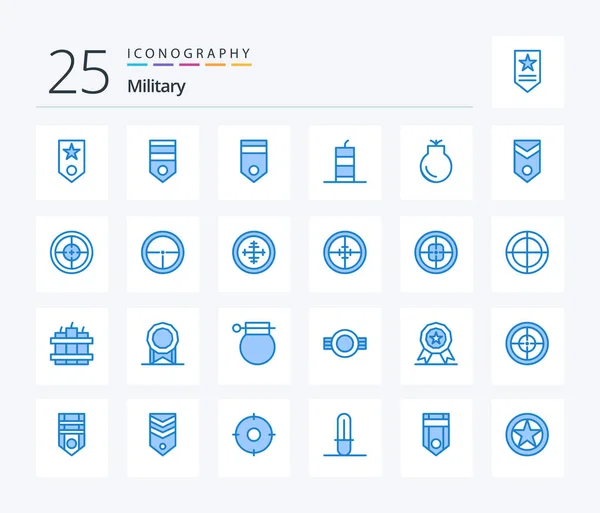 Military Blue Color Icon Pack Including Military Gun Rank Terrorism — Vetor de Stock