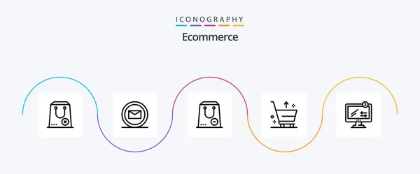 Ecommerce Line Icon Pack Including Online Commerce Commerce Purchase — 图库矢量图片