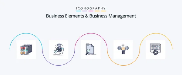 Business Elements Business Managment Line Filled Flat Icon Pack Including — Stock vektor