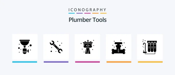 Plumber Glyph Icon Pack Including Water Filtration System Filter System — Wektor stockowy