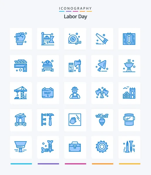 Creative Labor Day Blue Icon Pack Fix Tools Measurement Hand — Vettoriale Stock