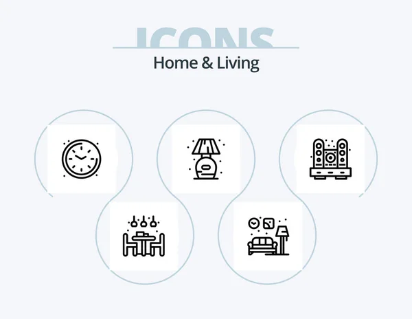 Home Living Line Icon Pack Icon Design Lump Home Living — Stockvector