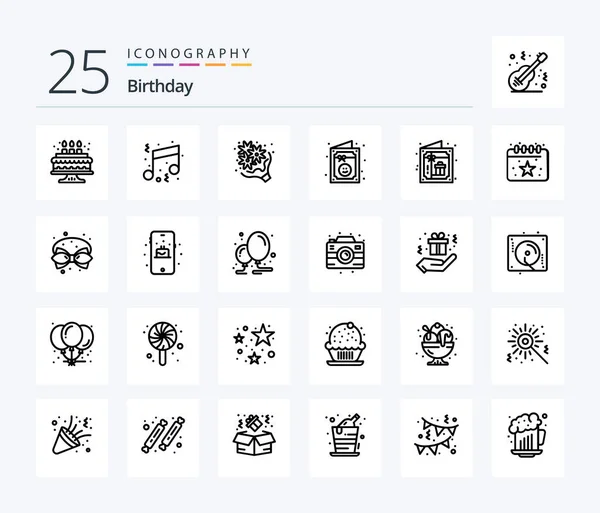 Birthday Line Icon Pack Including Birthday Invitation Birthday Celebration Romance — Stockvektor