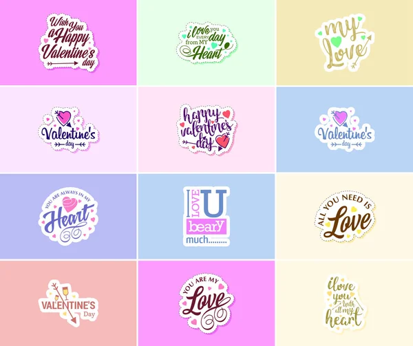 Love Air Valentine Day Typography Graphic Design Stickers — Stok Vektör