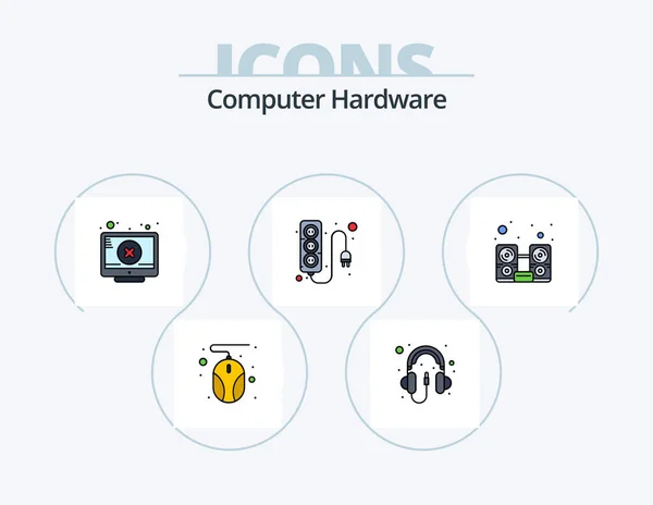 Computer Hardware Line Filled Icon Pack Icon Design Hard Hard — Stock vektor