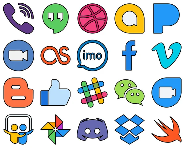 Eye Catching Line Filled Social Media Icons Video Video Imo — Wektor stockowy