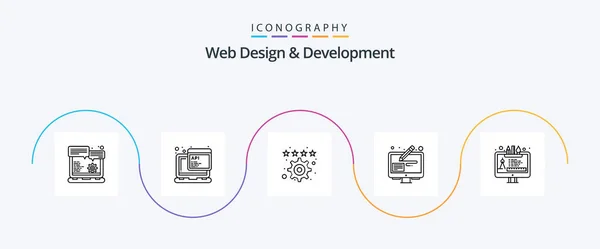 Web Design Development Line Icon Pack Including Design Graphic Programming — Stockový vektor