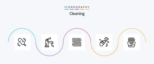 Cleaning Line Icon Pack Including Housekeeping Cleaning Clean Pipe Cleaning — Stock Vector