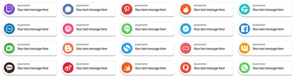 Professional Card Style Follow Social Media Icons Customizable Message Google — Stockvektor