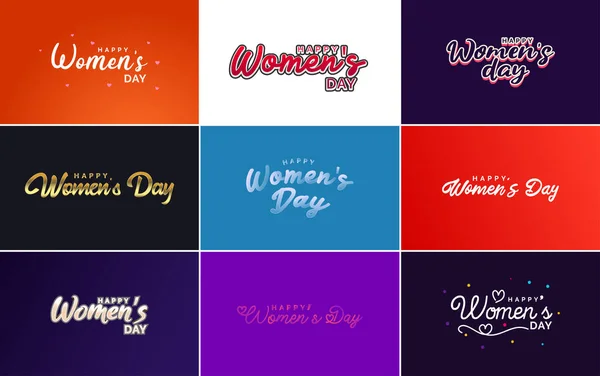 Happy Women Day Design Realistic Illustration Bouquet Flowers Banner Reading — Stock vektor