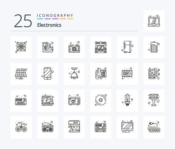 Electronics Line Icon Pack Including Refrigerator Electronic Device Photography Theater — Stock vektor