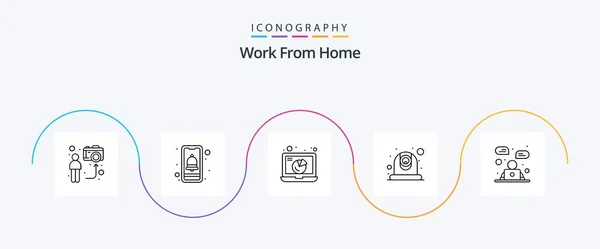 Work Home Line Icon Pack Including Webcam Camera Smartphone Online — Stockvector