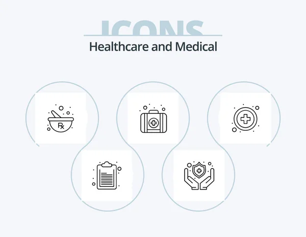 Medical Line Icon Pack Icon Design Shield Medical Bowl Organ — Vetor de Stock