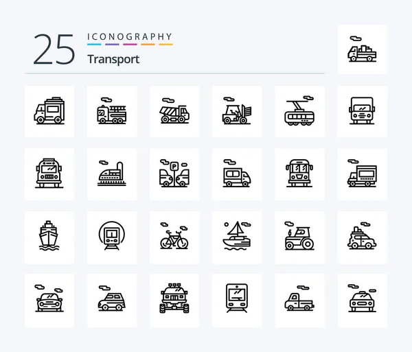 Transport Line Icon Pack Including Van Transport Outline Auto Train — Wektor stockowy