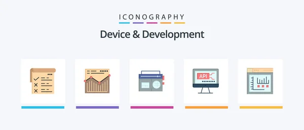 Device Development Flat Icon Pack Including Internet Education Tape Coding — Wektor stockowy
