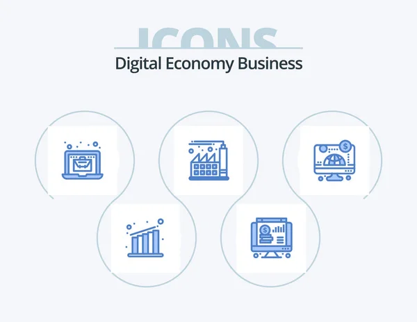 Digital Economy Business Blue Icon Pack Icon Design Гроші Онлайн — стоковий вектор