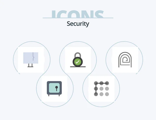 Security Flat Icon Pack Icon Design Fingerprint Security Alert Padlock — Vetor de Stock