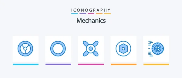Mechanics Blue Icon Pack Including Nut Wheel Creative Icons Design — Stock Vector