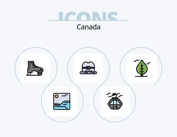 Canada Line Filled Icon Pack Icon Design Cap Canada Alpine — Wektor stockowy