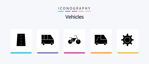 Vehicles Glyph Icon Pack Including Vehicle Configuration Passenger Van Vehicles — Vetor de Stock