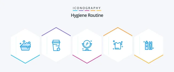 Hygiene Routine Blue Icon Pack Including Hygiene Clean Cosmetic Beauty — Stock Vector