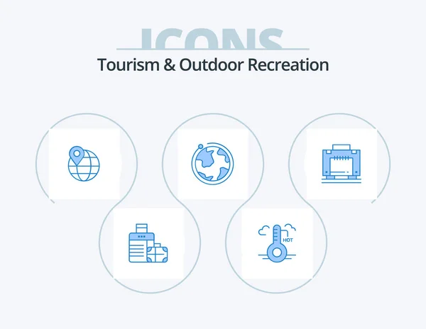 Tourism Outdoor Recreation Blue Icon Pack Icon Design Bag Hotel — Stockvector