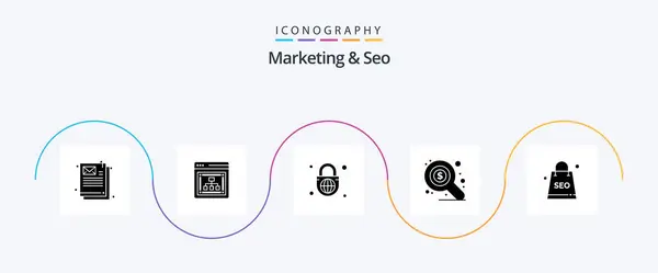 Marketing Seo Glyph Icon Pack Including Seo Package Package Globe — Image vectorielle