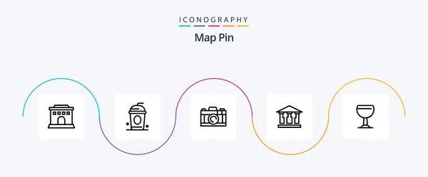 Map Pin Line Icon Pack Including Photo Beer Glass — Stockový vektor