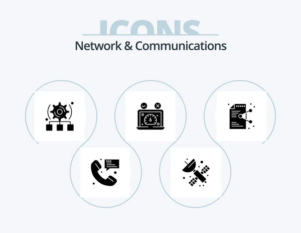 Network Communications Glyph Icon Pack Icon Design Website Performance Science — Vector de stock