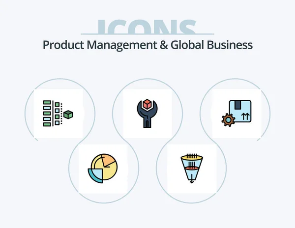 Product Managment Global Business Line Filled Icon Pack Icon Design — Vector de stock