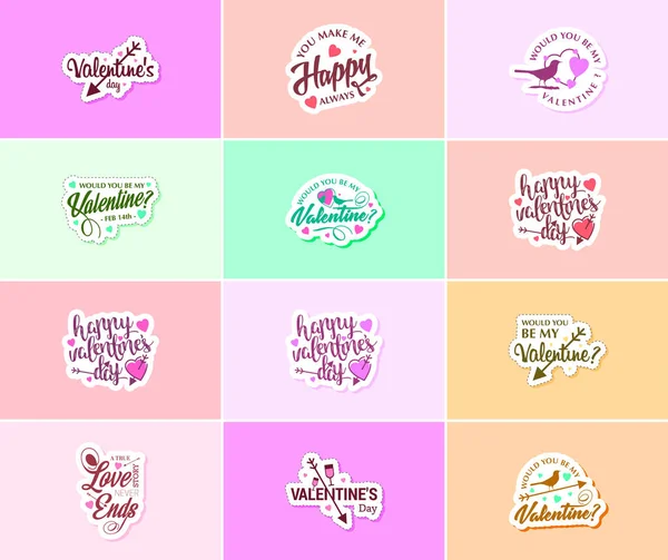 Celebrating Power Love Valentine Day Stickers — Stock vektor