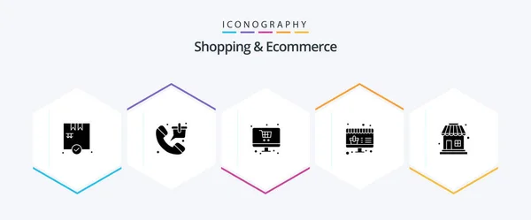 Shopping Ecommerce Glyph Icon Pack Including Sale Shop Online Shopping — Stockový vektor