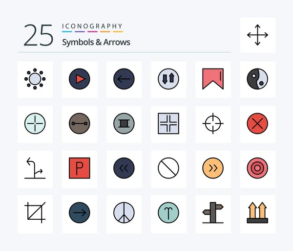 Symbols Arrows Line Filled Icon Pack Including Ancient Yang Direction — Archivo Imágenes Vectoriales
