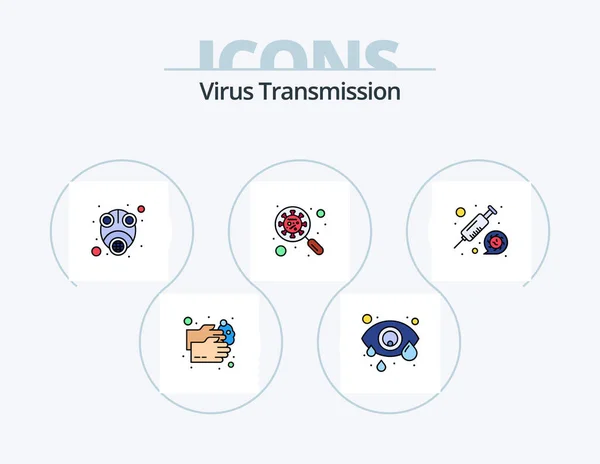 Virus Transmission Line Filled Icon Pack Icon Design Protection Hand — Stok Vektör