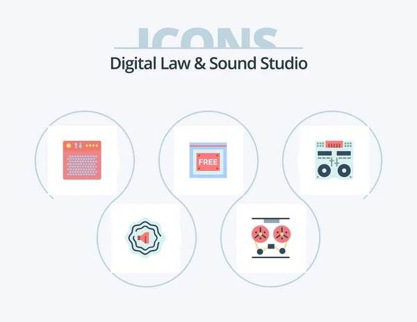 Digital Law Sound Studio Flat Icon Pack Icon Design Deck — Stok Vektör
