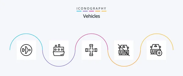 Vehicles Line Icon Pack Including Disabled Traffic Car Garage — Stockový vektor